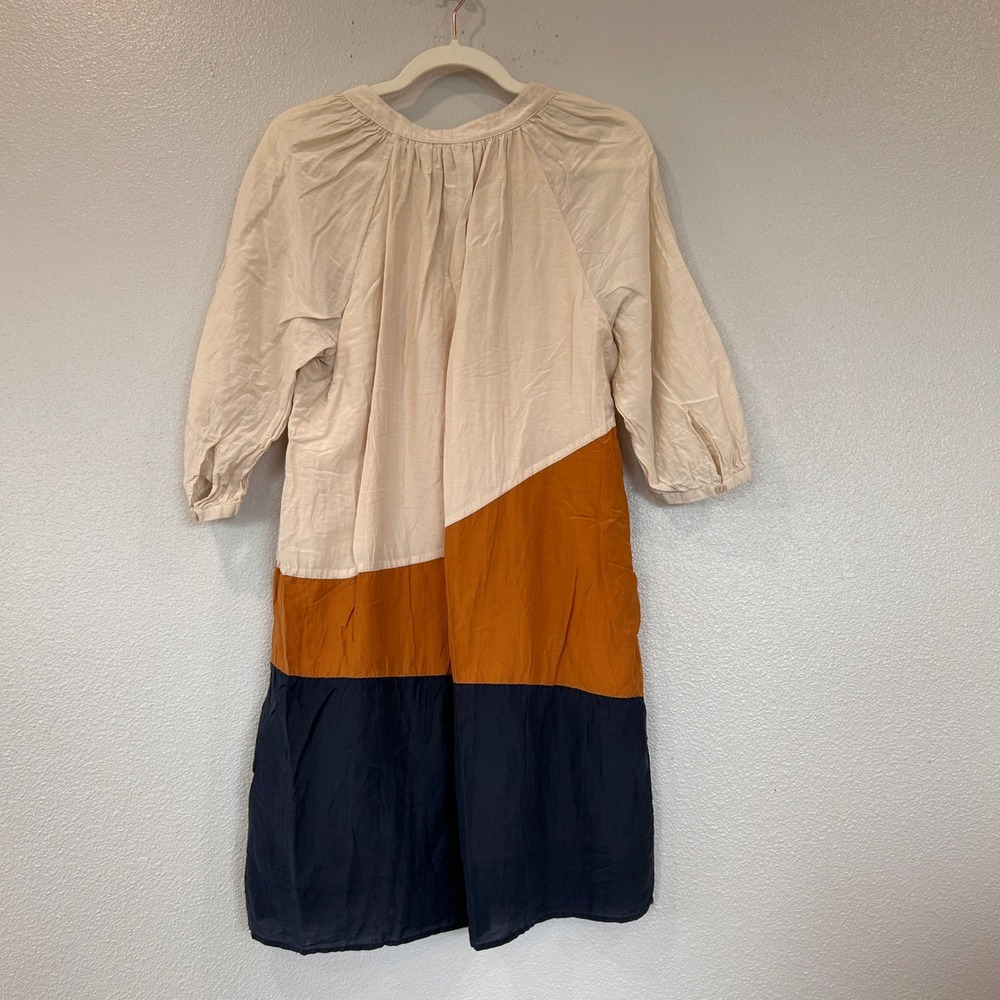 Jaeger Colorblock Silk Blend Dress Modern Navy Orange Cream Women's Size 8 - Picture 2 of 12
